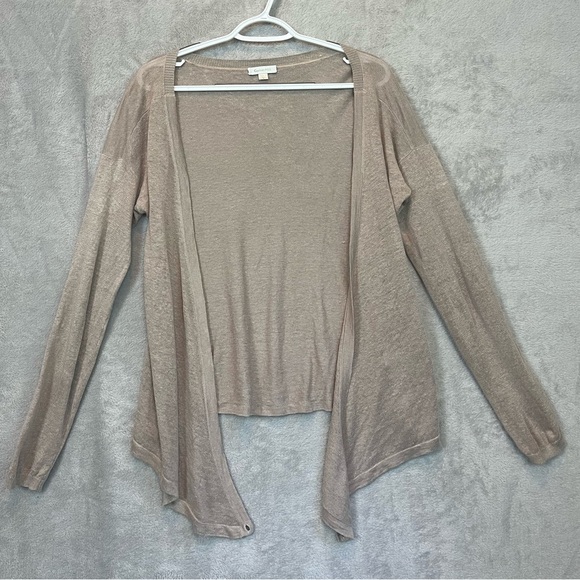 Garnet Hill 100% Linen Tan Wrap Cardigan Size Small Draped - Picture 4 of 16